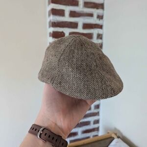 Brown Herringbone Flat Cap